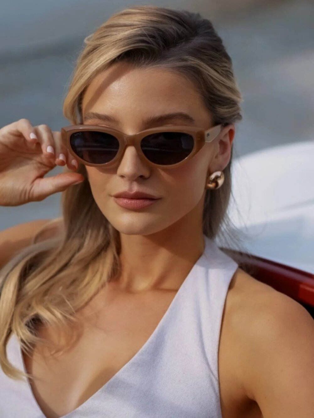 WMP Eyewear | Loretta | tan oval cat-eye acetate sunglasses | NWT